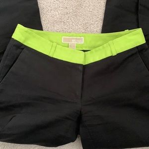 Michael Kors Black & Green Cropped Pants
